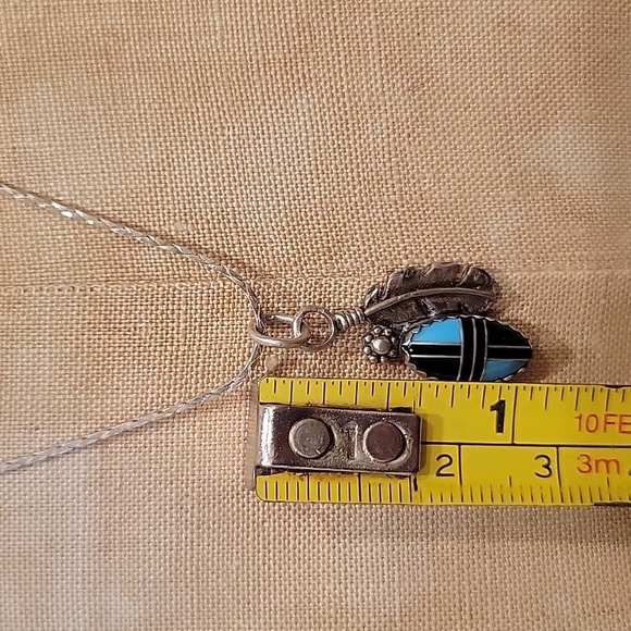 Sterling turquoise, onyx,signed necklace - Picture 6 of 6